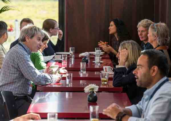 People chatting at an SME event